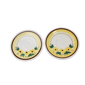 2 Vernon Kilns Brown Eyed Susan Saucer Vernonware Vintage 93565